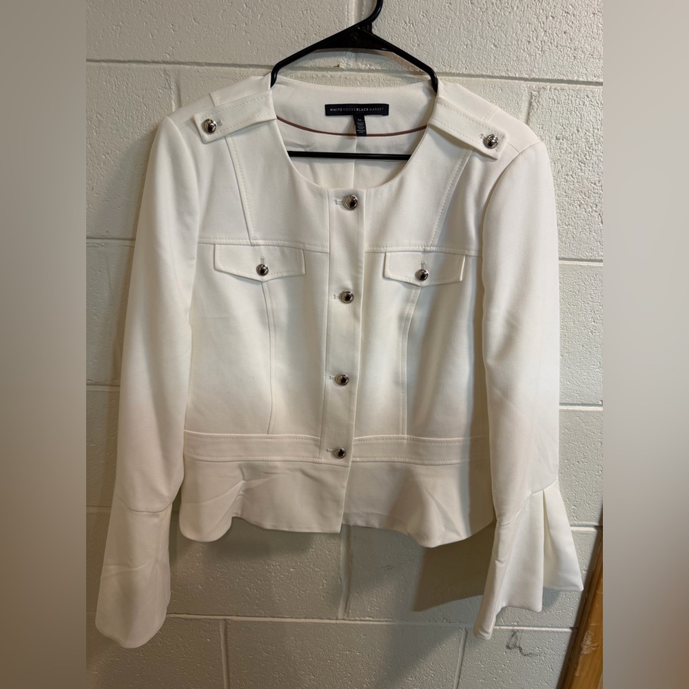 White House Black Market Cream Blazer with Button Accents size 14